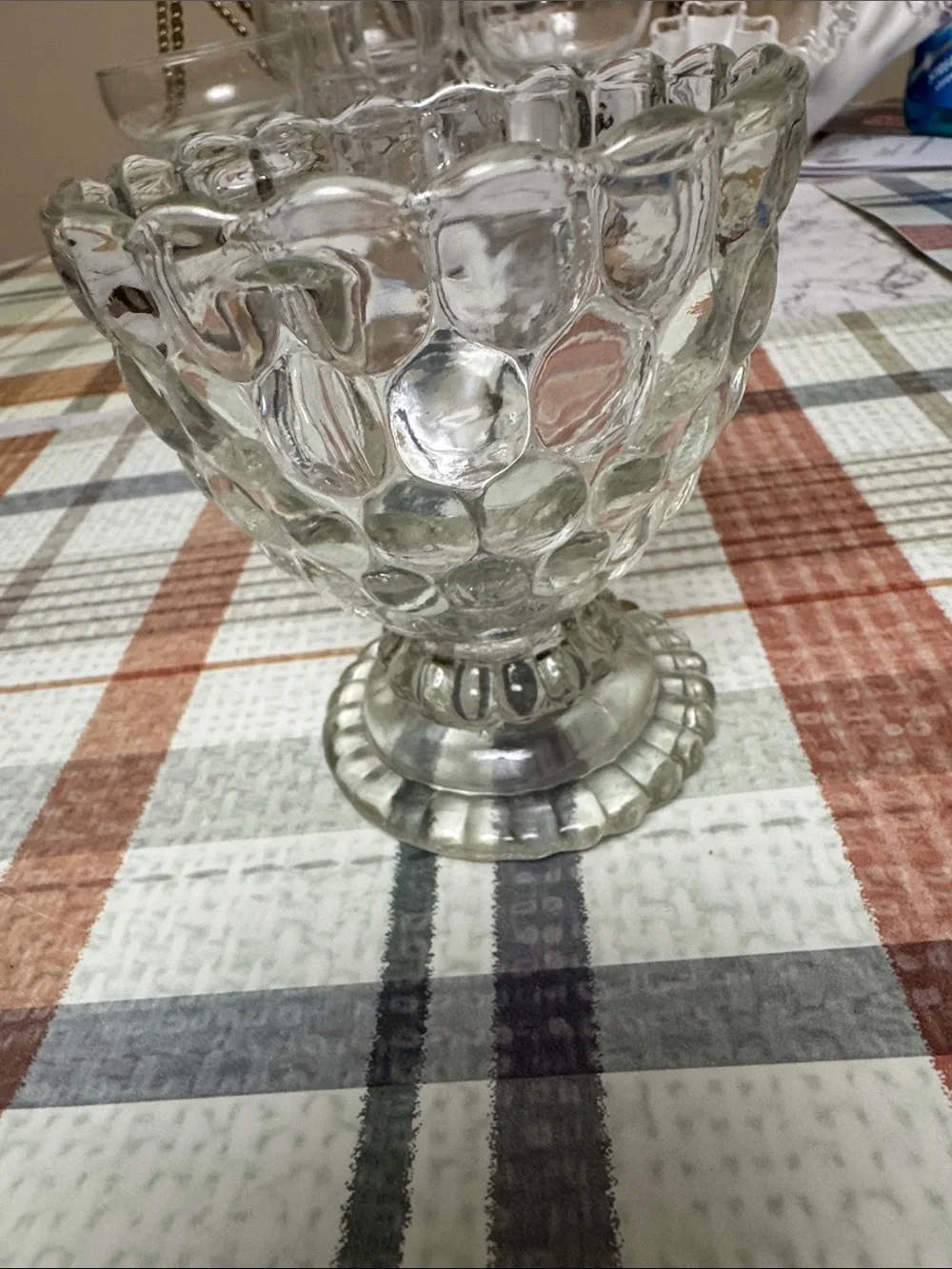 Vintage Avon Clear Bubble Glass Pedestal Vase - Home Accents